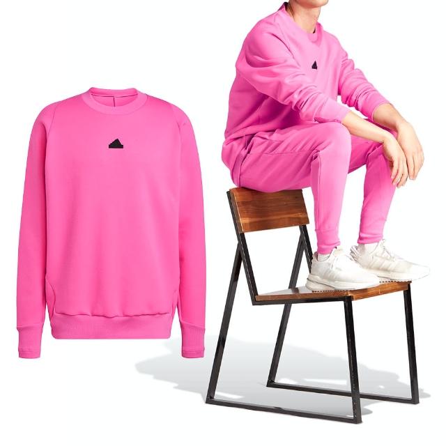 【adidas 愛迪達】M Z.N.E. PR CRW 男款 粉色 運動 休閒 百搭 圓領 上衣 長袖 IN5111