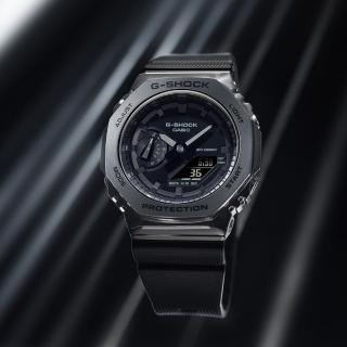 【CASIO 卡西歐】G-SHOCK 時尚風潮八角錶殼耐衝擊運動雙顯腕錶/黑(GM-2100BB-1A)