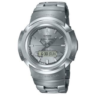【CASIO 卡西歐】G-SHOCK 全金屬 六局電波接收 太陽能雙顯腕錶 禮物推薦 畢業禮物(AWM-500D-1A8)