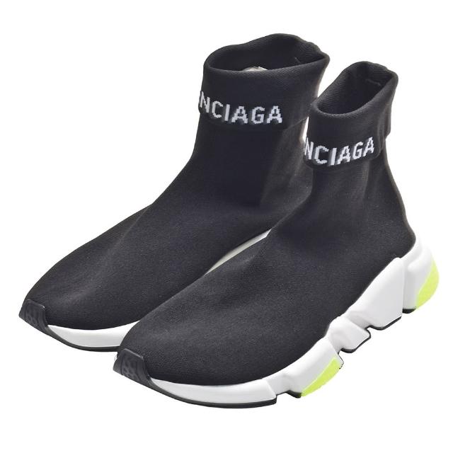 Balenciaga 巴黎世家】經典Speed Trainer品牌LOGO反摺中筒襪套鞋(黑