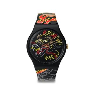 【SWATCH】Gent 原創系列手錶 DRAGON IN WIND 龍年錶 黑龍獻瑞 男錶 女錶 手錶 瑞士錶 錶(41mm)
