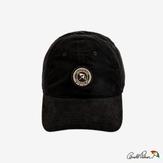 【Arnold Palmer 雨傘】配件-復古LOGO織章燈芯絨棒球帽(黑色)