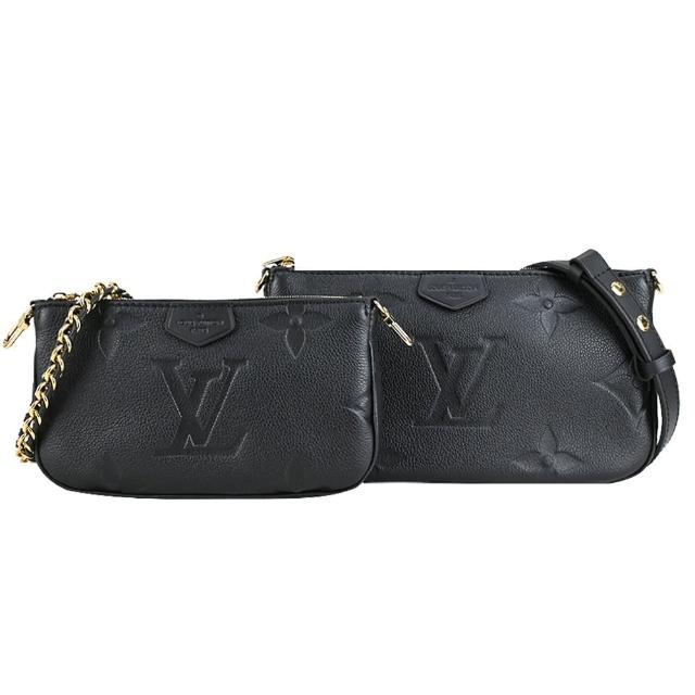 【Louis Vuitton 路易威登】M80399 Multi Pochette Accessoires壓花牛皮混合式斜背袋(黑色)