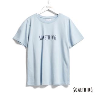 【SOMETHING】女裝 基本LOGO短袖T恤(淺藍色)