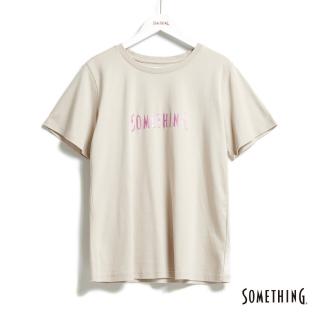 【SOMETHING】女裝 基本LOGO短袖T恤(淺卡其)