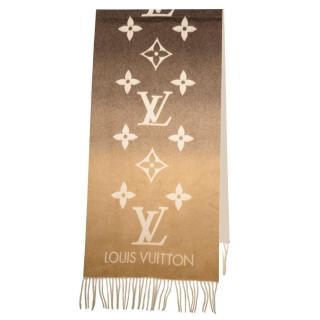 【Louis Vuitton 路易威登】M73675 Reykjavik Gradient 山羊絨漸層流蘇圍巾(米色)