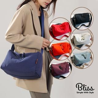 【Bliss BKK】極簡純色尼龍方形吐司包單肩包 斜背包 旅行袋(8色可選)