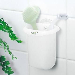 【寶盒百貨】2入日本製 綠葉吸盤置物盒 牙刷 牙膏架(吸盤 浴室收納 衛浴精品 浴室用品)