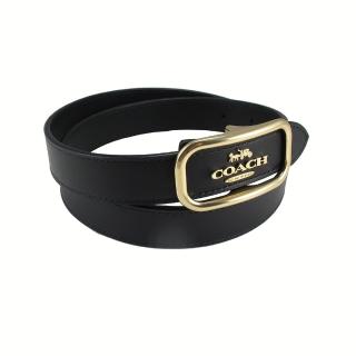 【COACH】2.4CM女仕款-新款金屬框LOGO素面皮帶(97黑)