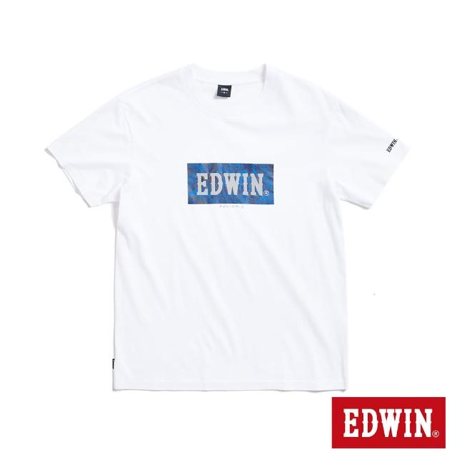 【EDWIN】男裝 數位煙霧BOX LOGO短袖T恤(白色)