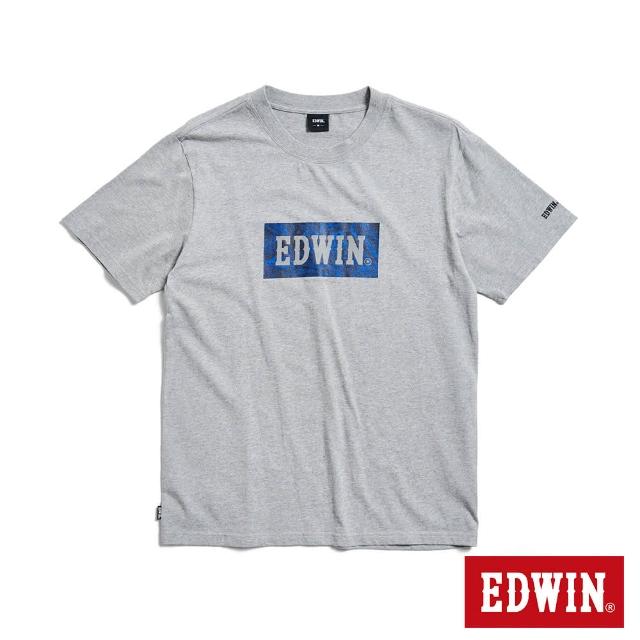 【EDWIN】男裝 數位煙霧BOX LOGO短袖T恤(灰色)