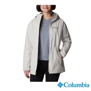 【Columbia 哥倫比亞 官方旗艦】女款-HikeboundOmni-Tech防水長版鋁點保暖填充外套-卡其(UWR78700KI/HF)