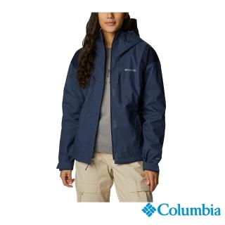 【Columbia 哥倫比亞 官方旗艦】女款-HikeboundOmni-Tech防水外套-深藍(UWR14300NY/HF)