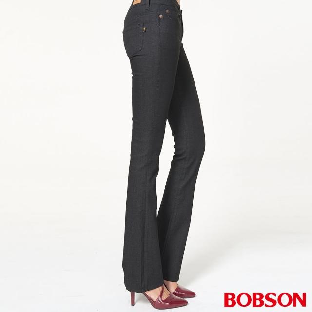 【BOBSON】女款超低腰伸縮小喇叭褲(黑942-88)