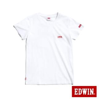 【EDWIN】女裝 露營系列 背後營地BOX LOGO印花短袖T恤(米白色)