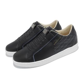 【ROYAL Elastics】休閒鞋 Adelaide Lux 男鞋 黑 藍 皮革 格紋 回彈 無鞋帶 獨家彈力帶(02733995)