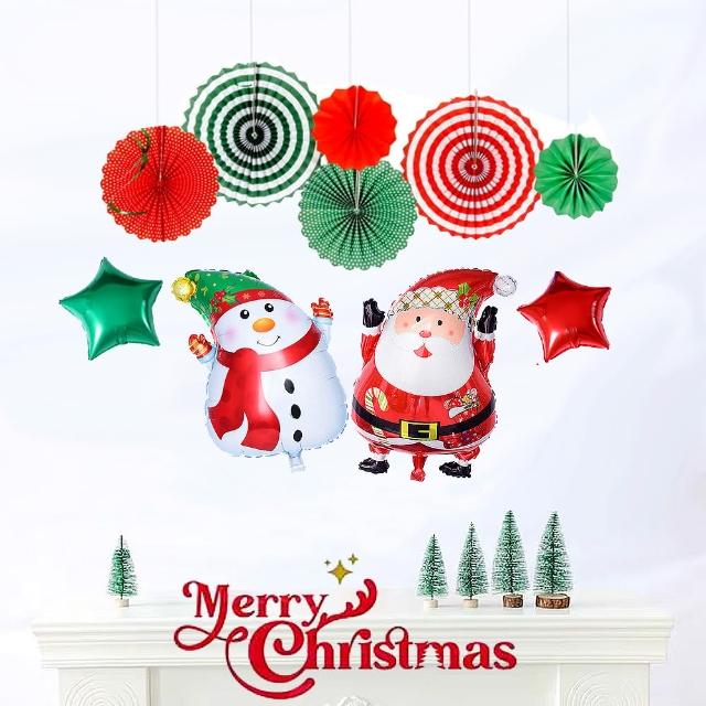 【野思】聖誕節紙扇氣球組(紙扇1套 造型氣球4種)