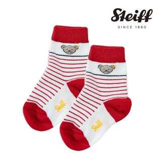 【STEIFF】熊頭童裝 熊頭條紋短襪子(配件)