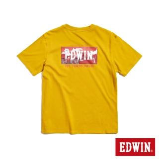 【EDWIN】男裝 露營系列 背後營地BOX LOGO印花短袖T恤(青綠色)