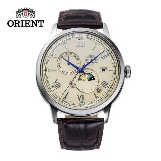 【ORIENT 東方錶】ORIENT 東方錶 SUN&MOON系列 羅馬數字日月相錶 皮帶款 白色 - 41.5 mm(RA-AK0803Y)