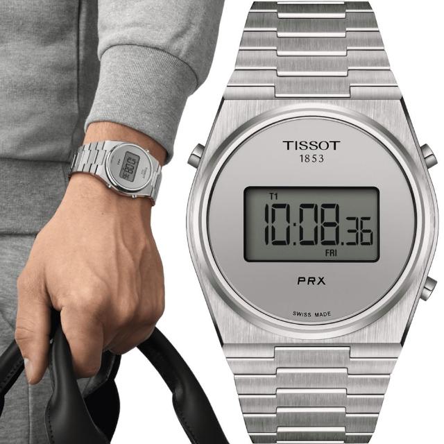 【TISSOT 天梭】官方授權 PRX Digital 數位石英手錶-40mm    母親節(T1374631103000)
