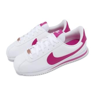 【NIKE 耐吉】休閒鞋 Cortez Basic SL GS 大童 女鞋 白 桃紅 皮革 阿甘鞋 運動鞋(904764-109)