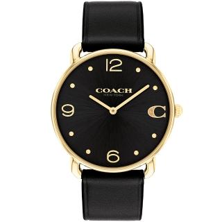 【COACH】官方授權經銷商 Elliot 簡約大數字面盤手錶-36mm/黑x金 母親節 禮物(14504245)