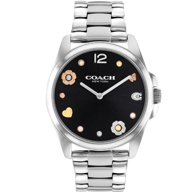【COACH】官方授權經銷商 花舞晶鑽氣質手錶-36mm/黑面 母親節 禮物(14504024)