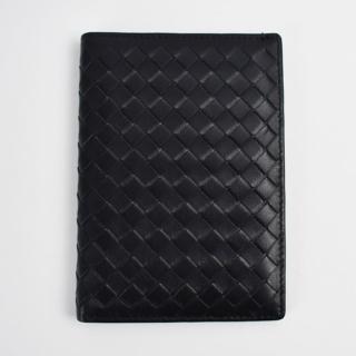 【men life】真皮短夾 編織黑色羊皮護照夾(卡夾)