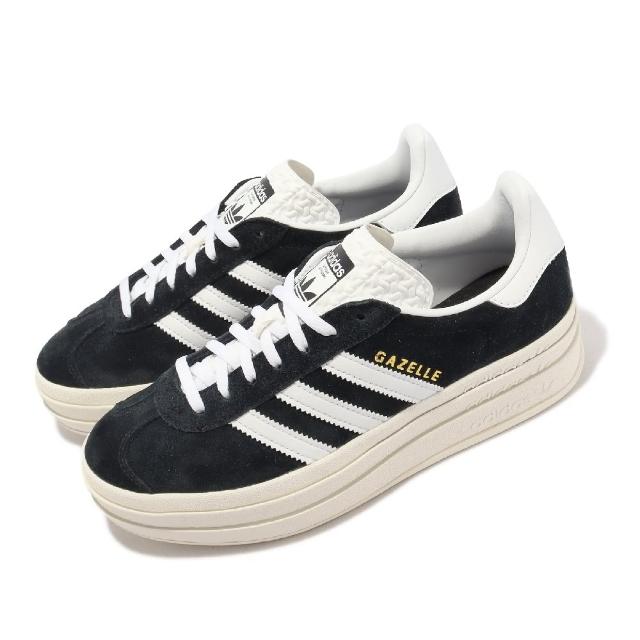 adidas 愛迪達】休閒鞋Gazelle Bold W 女鞋黑白厚底增高拼接麂皮三條線