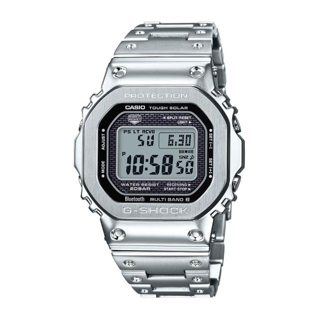 CASIO 卡西歐】G-SHOCK電波藍牙電子錶GMW-B5000D-1(銀) - momo購物網