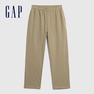 【GAP】男裝 Logo印花鬆緊棉褲 碳素軟磨法式圈織系列-卡其色(841224)