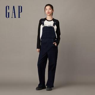【GAP】女裝 牛仔吊帶褲-深藍色(841416)