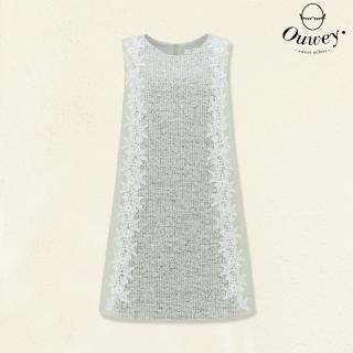 【OUWEY 歐薇】千金織紋蕾絲無袖洋裝(灰色；S-L；3233397523)