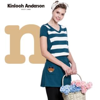 【Kinloch Anderson】甜美v領條紋拼接長版短袖針織上衣 金安德森女裝(KA0689012 綠/黑)
