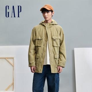 【GAP】男裝 Logo純棉連帽外套-沙色(836565)