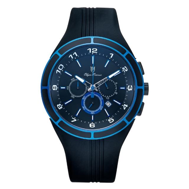 【Olym Pianus 奧柏】藍色風暴三眼計時運動腕錶(890-12GB)