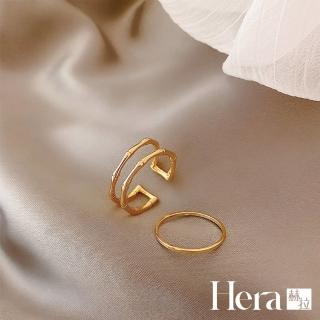 【HERA 赫拉】ll現貨ll輕奢設計開口素圈兩件套戒指#H100331D(飾品)