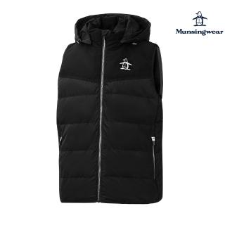 【Munsingwear】企鵝牌 男款黑色輕量伸縮羽絨背心MGSL6505