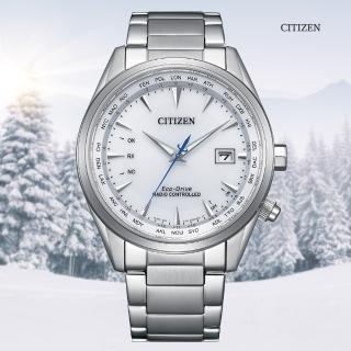 【CITIZEN 星辰】GENTS 光動能 電波對時 不鏽鋼潮男腕錶-銀白43mm(CB0270-87A)