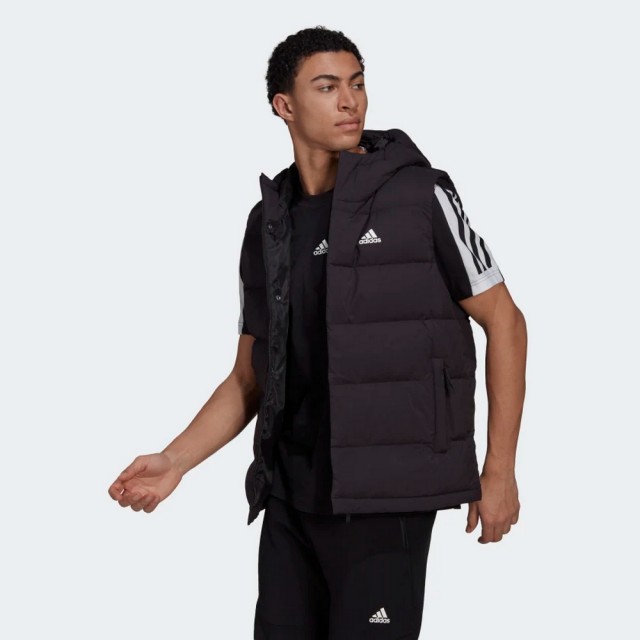 【adidas 愛迪達】運動服 羽絨外套 男外套 黑 HELIONIC VEST(HG6277)