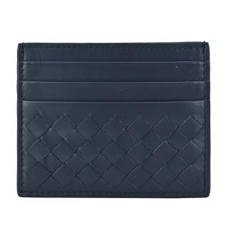 【BOTTEGA VENETA 寶緹嘉】經典編織小牛皮信用卡/名片夾(深藍)