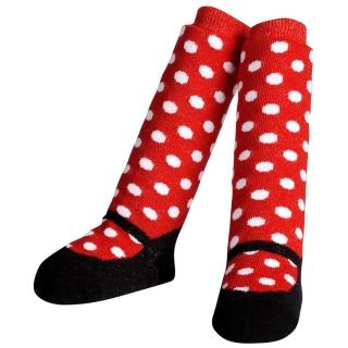 【Jazzy Toes】時尚造型棉襪單入組_俏皮點點紅襪(JTNH-02)