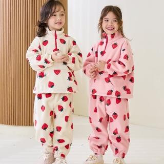 【BebeZoo】草莓印花搖粒絨保暖套裝2件組