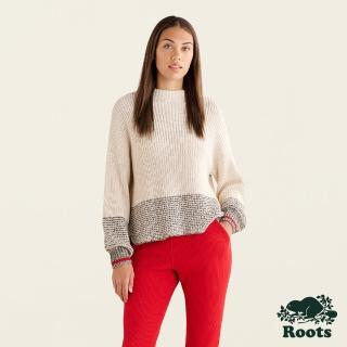 【Roots】Roots女裝-經典小木屋系列 立領針織毛衣(米色)