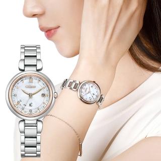 【CITIZEN 星辰】XC 心蕊 輕奢限定版 鈦金屬 光動能電波女錶-29mm 送行動電源(ES9466-65W)