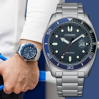 【CITIZEN 星辰】光動能潛水風格手錶-普魯士藍 送行動電源 畢業禮物(AW1761-89L)