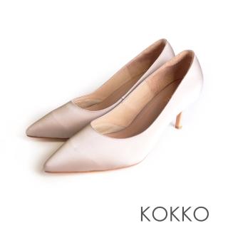 【KOKKO 集團】高級輕奢絲光感細高跟鞋(淺灰色)
