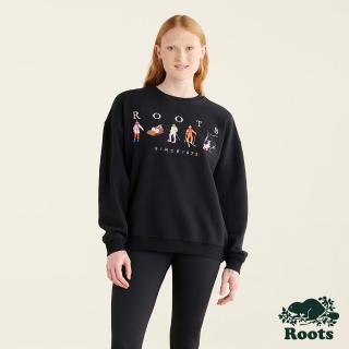【Roots】Roots女裝- 戶外探險家系列 滑雪刷毛圓領上衣(黑色)