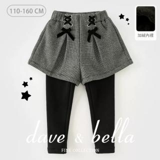 【Dave Bella】蝴蝶結綁帶格紋假兩件打底內搭褲(DK4238087)
